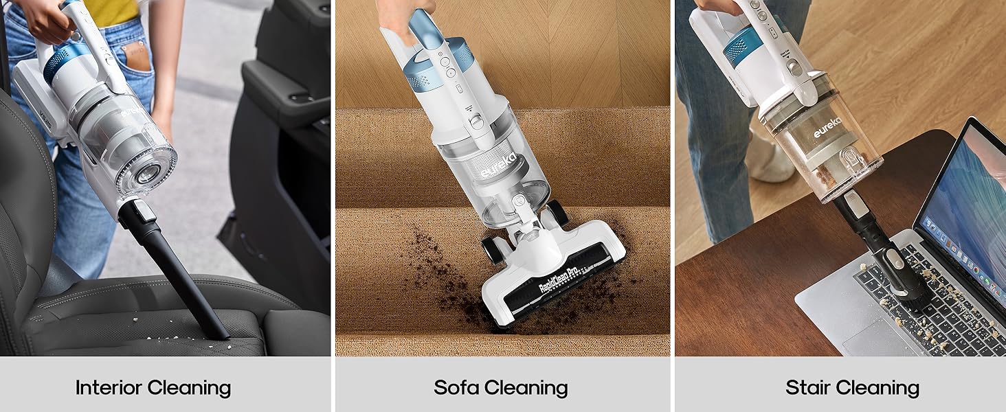 Eureka RapidClean Pro NEC280TL Cordless Stick Vacuum Cleaner - Lightweight 5.3 lbs, 40-Min Runtime, LED Headlights, 3 Power Modes, Ideal for Pet Hair, Hard Floors & Carpets detail 7