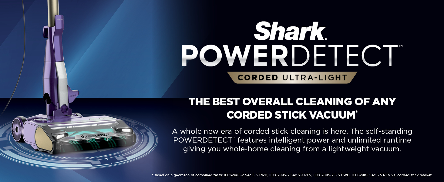 Shark POWERDETECT Ultra-Light Corded Stick Vacuum with DuoClean Technology, Self-Cleaning Brushroll for No Hair Wrap, Anti-Allergen Complete Seal & Odor Neutralizer Technology, Eggplant, HZ4002 detail 1