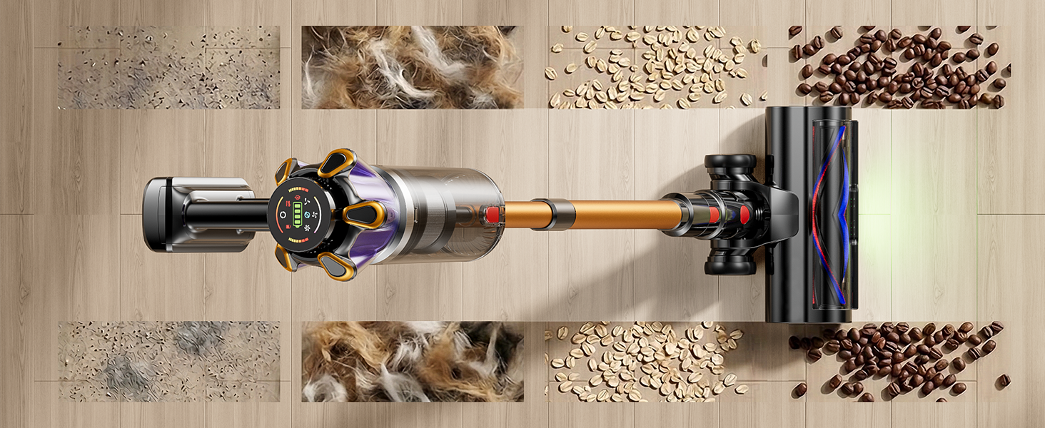 Cordless Vacuum Cleaner, 650W 55Kpa 70Mins Cordless Stick Vacuum with Hurricane Mode, 1.8L Cup, Anti-Tangle Vacuum Cordless, Self-Standing Vacuum Cleaners for Home Pet Hair Carpets detail 5