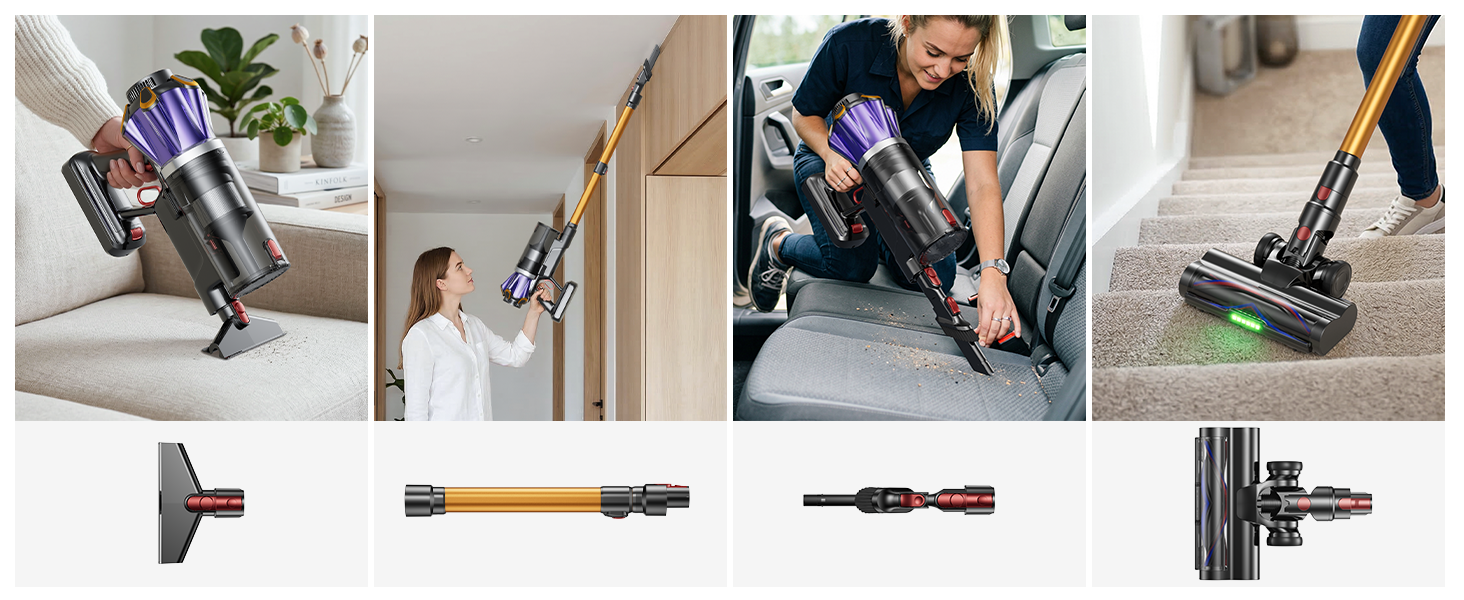 Cordless Vacuum Cleaner, 650W 55Kpa 70Mins Cordless Stick Vacuum with Hurricane Mode, 1.8L Cup, Anti-Tangle Vacuum Cordless, Self-Standing Vacuum Cleaners for Home Pet Hair Carpets detail 11