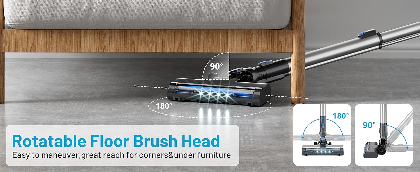 VIPSUN Cordless Vacuum Cleaner with Self-Standing, LED Screen Stick Vacuum Cleaners for Home, Lightweight Powerful Suction Vacuum, 6-in-1 Rechargeable Vacuum for Carpets, Pet Hair, Hardwood Floors detail 7
