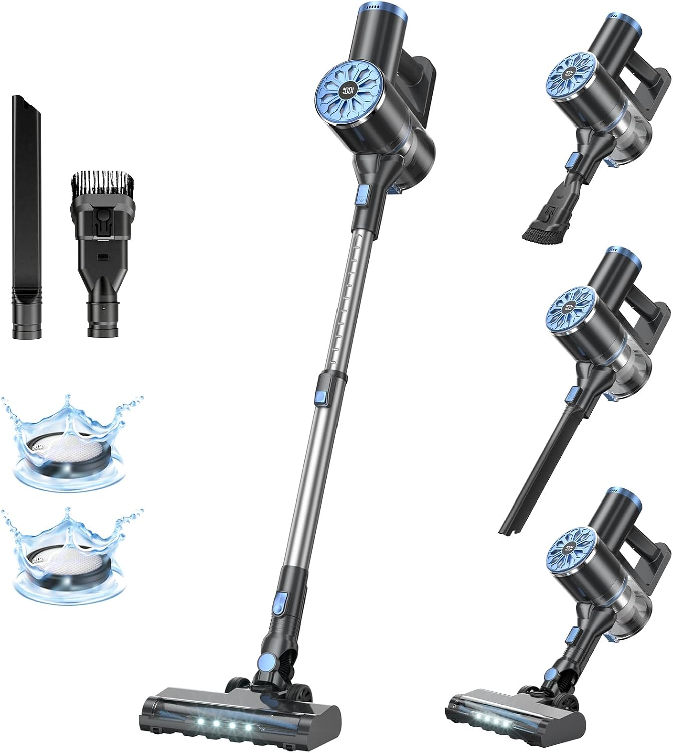 VIPSUN Cordless Vacuum Cleaner with Self-Standing, LED Screen Stick Vacuum Cleaners for Home, Lightweight Powerful Suction Vacuum, 6-in-1 Rechargeable Vacuum for Carpets, Pet Hair, Hardwood Floors detail 12