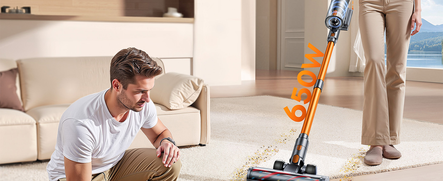Cordless Vacuum Cleaner, 55KPa 650W 70Mins Stick Vacuum Cleaners for Home, Self-Standing Handheld Vacuum with 3.3Ft Extendable Hose, LED Touch Screen for Pet Hair/Floor/Carpet detail 2
