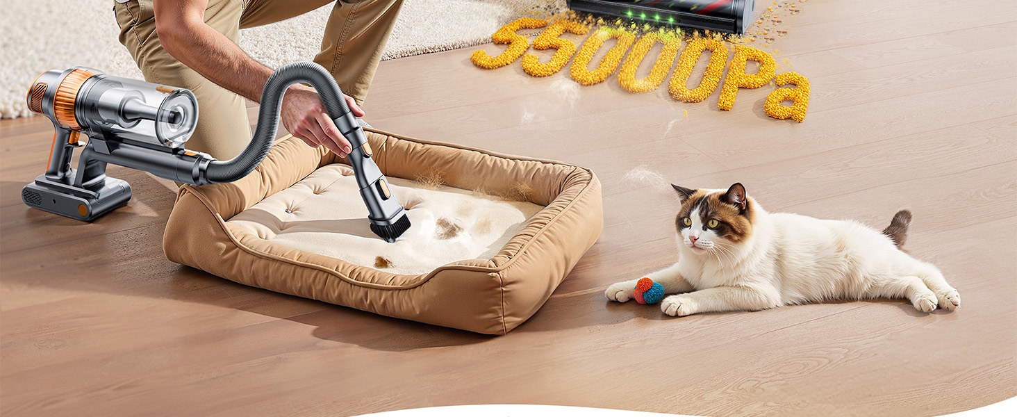 Cordless Vacuum Cleaner, 55KPa 650W 70Mins Stick Vacuum Cleaners for Home, Self-Standing Handheld Vacuum with 3.3Ft Extendable Hose, LED Touch Screen for Pet Hair/Floor/Carpet detail 3