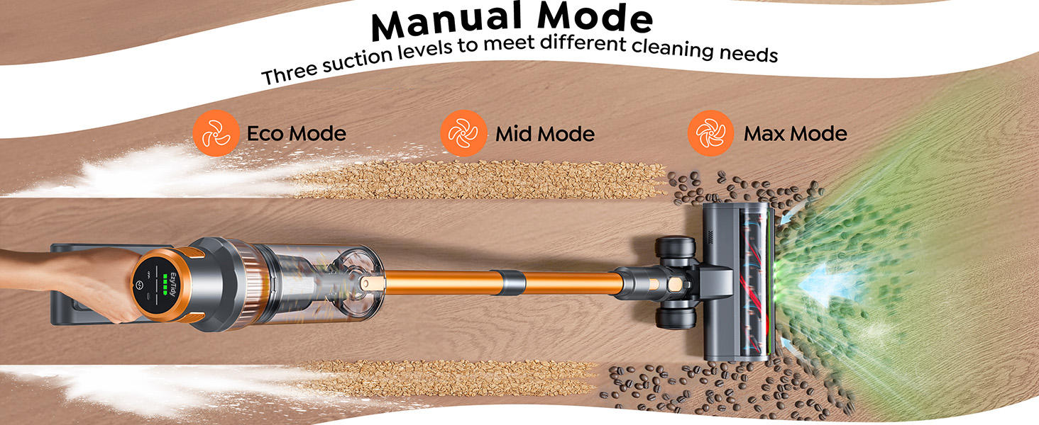 Cordless Vacuum Cleaner, 55KPa 650W 70Mins Stick Vacuum Cleaners for Home, Self-Standing Handheld Vacuum with 3.3Ft Extendable Hose, LED Touch Screen for Pet Hair/Floor/Carpet detail 4