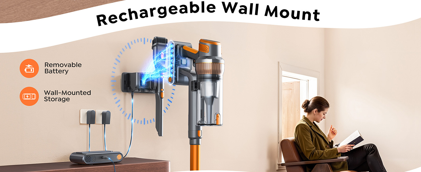 Cordless Vacuum Cleaner, 55KPa 650W 70Mins Stick Vacuum Cleaners for Home, Self-Standing Handheld Vacuum with 3.3Ft Extendable Hose, LED Touch Screen for Pet Hair/Floor/Carpet detail 5