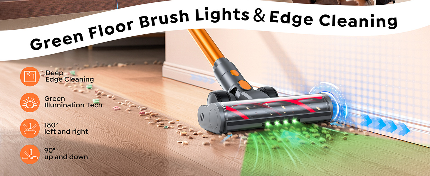 Cordless Vacuum Cleaner, 55KPa 650W 70Mins Stick Vacuum Cleaners for Home, Self-Standing Handheld Vacuum with 3.3Ft Extendable Hose, LED Touch Screen for Pet Hair/Floor/Carpet detail 7