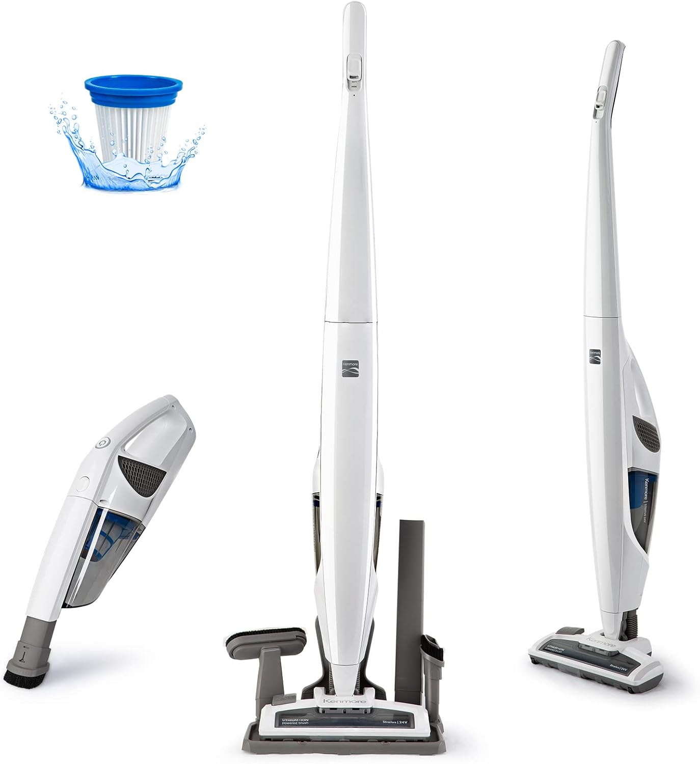 Kenmore DS1020 16V Cordless Stick Vacuum Lightweight 2-in-1 Handheld, LED Headlight with 2-Speed Power Control for Hardwood Floor, Carpet & Pet Hair, 16 Volts, Gray-Blue detail 9