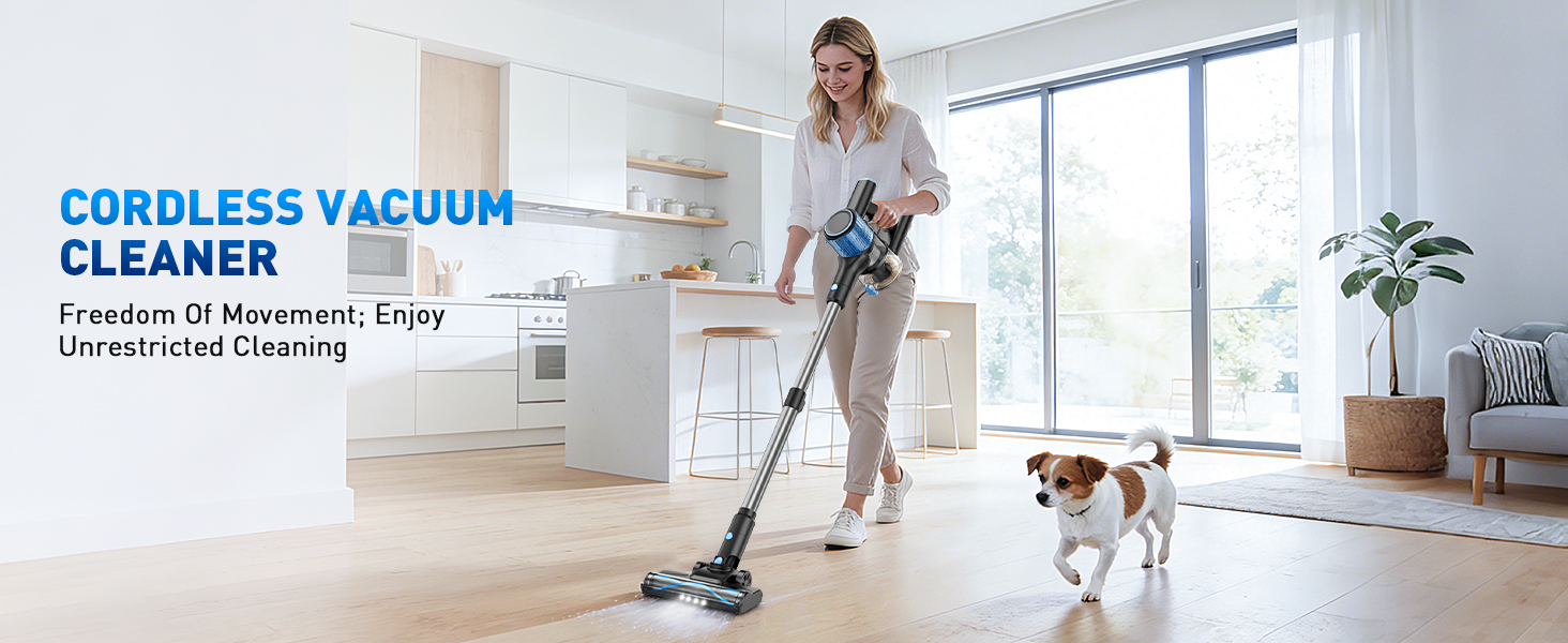VOKENE Cordless Vacuum Cleaner, 8 in 1 Powerful Suction Lightweight Vacuum Cleaner for Home, LED Display, 3 Suction Modes, 45Mins Detachable Battery Vacuum for Hard Floor Carpet Pet Hair detail 5