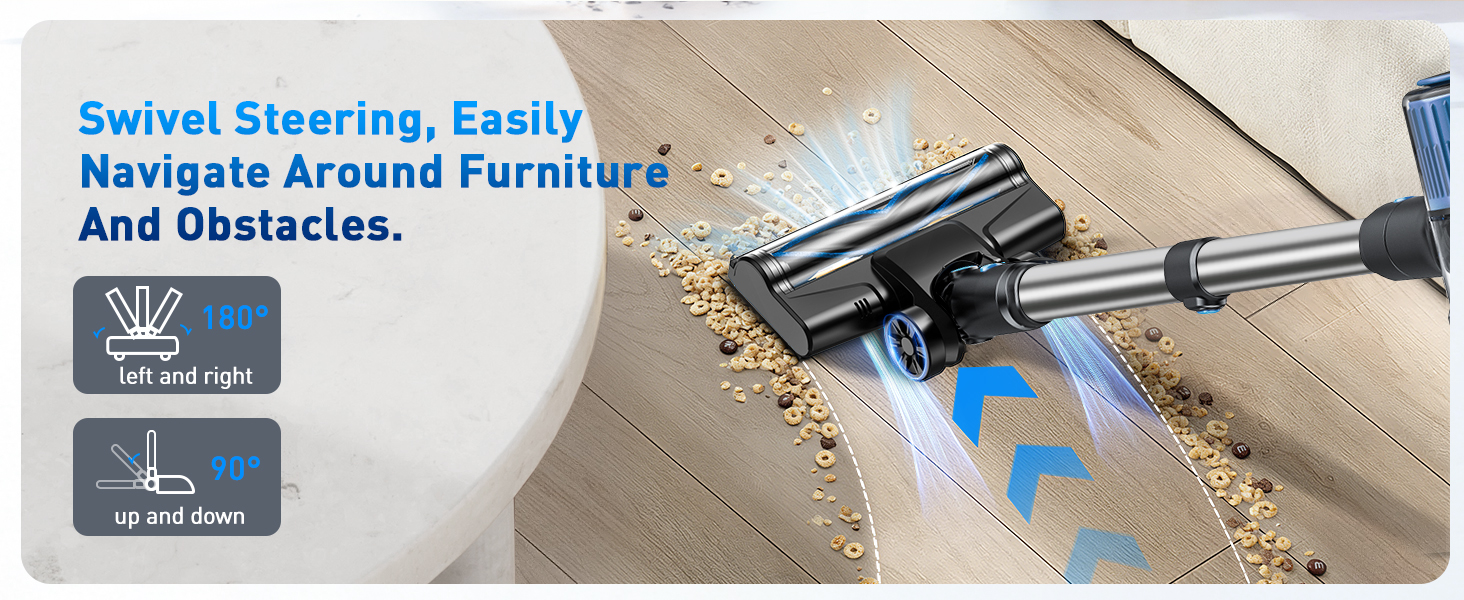 VOKENE Cordless Vacuum Cleaner, 8 in 1 Powerful Suction Lightweight Vacuum Cleaner for Home, LED Display, 3 Suction Modes, 45Mins Detachable Battery Vacuum for Hard Floor Carpet Pet Hair detail 7