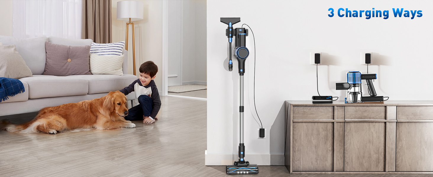 VOKENE Cordless Vacuum Cleaner, 8 in 1 Powerful Suction Lightweight Vacuum Cleaner for Home, LED Display, 3 Suction Modes, 45Mins Detachable Battery Vacuum for Hard Floor Carpet Pet Hair detail 16