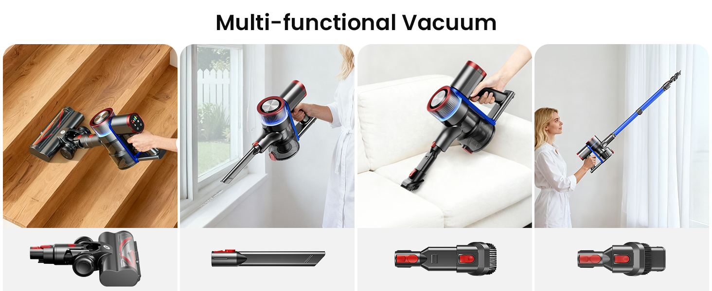 NADALY Cordless Vacuum Cleaner, 550W 45Kpa 65Mins Vacuum Cleaners for Home, Stick Vacuum with LED Display, Anti-Tangle, Self-Standing, 8-in-1 Lightweight Vacuum for Hardwood Floor/Carpet/Pet Hair detail 7