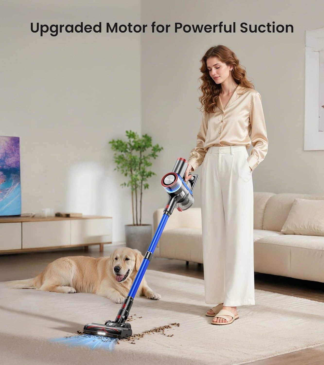 NADALY Cordless Vacuum Cleaner, 550W 45Kpa 65Mins Vacuum Cleaners for Home, Stick Vacuum with LED Display, Anti-Tangle, Self-Standing, 8-in-1 Lightweight Vacuum for Hardwood Floor/Carpet/Pet Hair detail 13