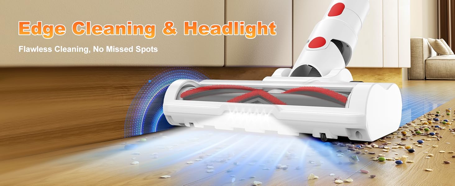 Tikom V750 Cordless Vacuum Cleaner for Home, 45000Pa/500W Stick Vacuum with LED Display, Charging Wall Dock, Anti-Tangle, Lightweight Handheld Vacuum for Pet Hair, Hard Floor, Carpet, White detail 7