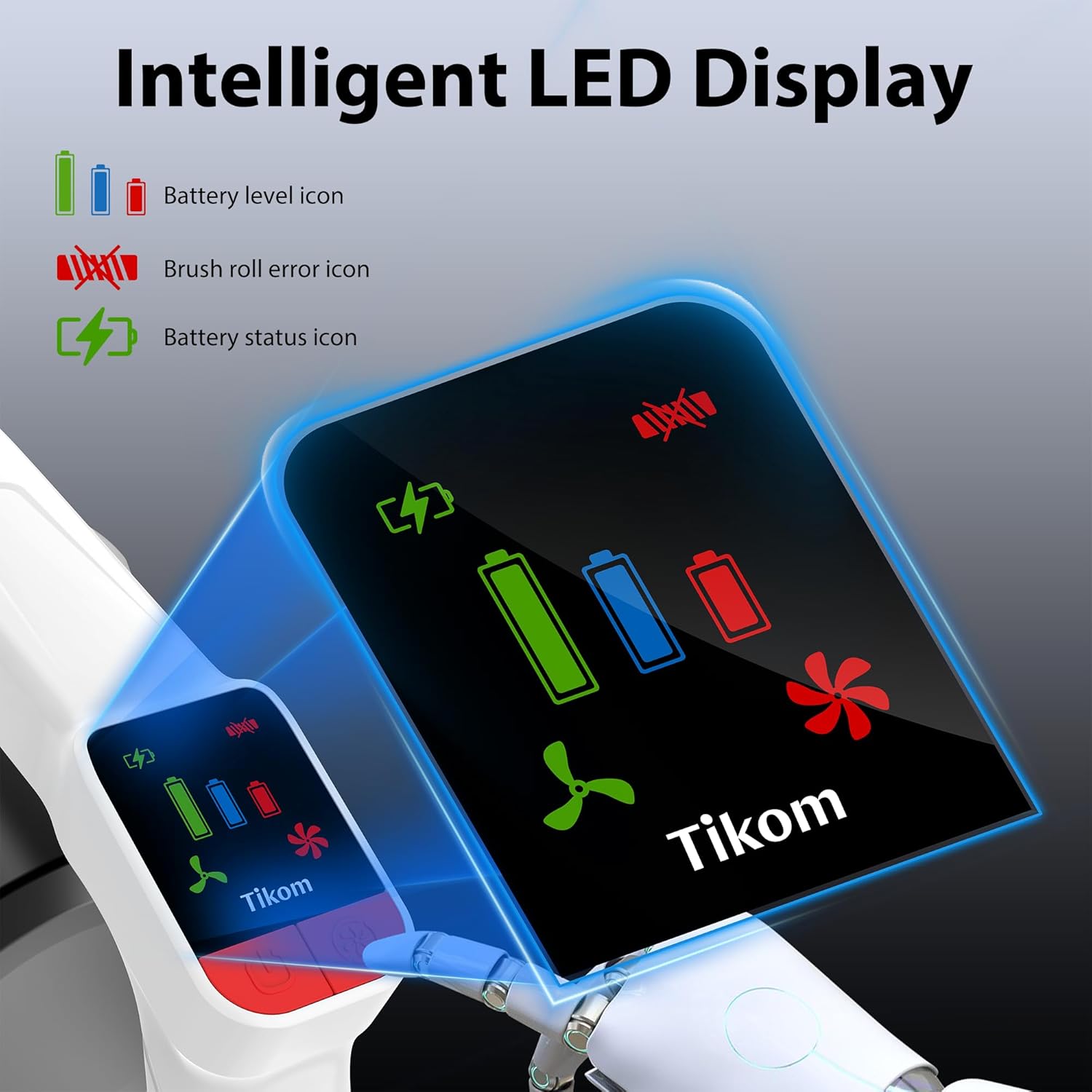 Tikom V750 Cordless Vacuum Cleaner for Home, 45000Pa/500W Stick Vacuum with LED Display, Charging Wall Dock, Anti-Tangle, Lightweight Handheld Vacuum for Pet Hair, Hard Floor, Carpet, White detail 18