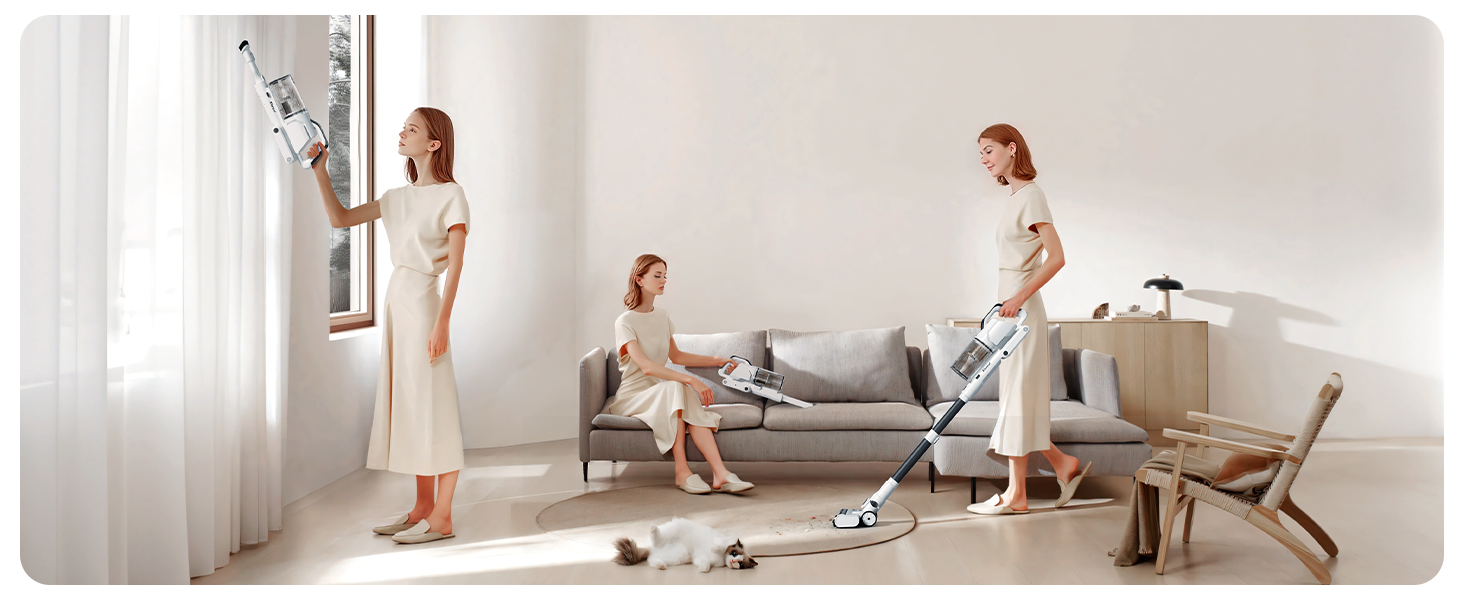 Klarpul Cordless Vacuum Cleaner, 2 Batteries 140 Mins Runtime 600W 50Kpa Stick Vacuum Cordless, Self-Standing Vacuum Cleaners for Home with 2.5H Fast Charging, for Floor/Carpet/Pet Hair, White detail 15