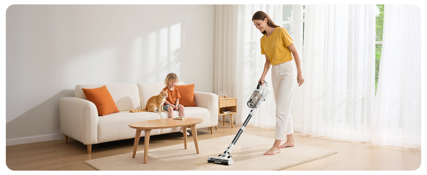 Klarpul Cordless Vacuum Cleaner, 2 Batteries 140 Mins Runtime 600W 50Kpa Stick Vacuum Cordless, Self-Standing Vacuum Cleaners for Home with 2.5H Fast Charging, for Floor/Carpet/Pet Hair, White detail 16