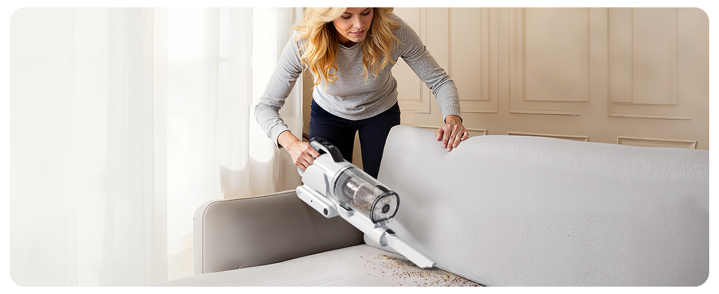 Klarpul Cordless Vacuum Cleaner, 2 Batteries 140 Mins Runtime 600W 50Kpa Stick Vacuum Cordless, Self-Standing Vacuum Cleaners for Home with 2.5H Fast Charging, for Floor/Carpet/Pet Hair, White detail 18
