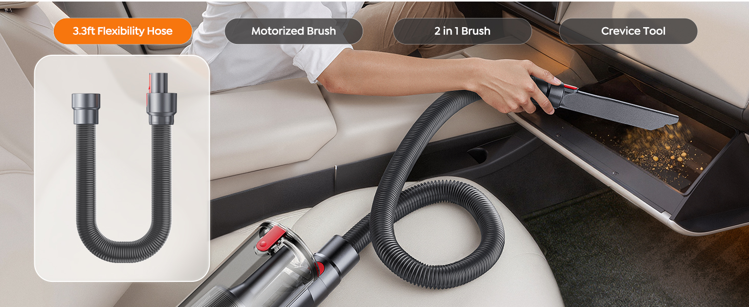 Cordless Vacuum Cleaner, 55KPA 650W 70Mins Stick Vacuum Cleaners for Home with Motorized Bed Brush, Flexible Hose, LED Touchscreen, Auto Mode, Self-Standing & Wall Mount, for Pet Hair Carpet Floor detail 4