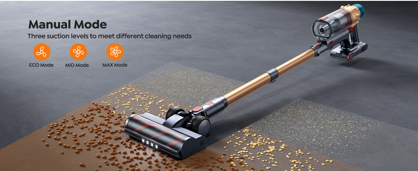 Cordless Vacuum Cleaner, 55KPA 650W 70Mins Stick Vacuum Cleaners for Home with Motorized Bed Brush, Flexible Hose, LED Touchscreen, Auto Mode, Self-Standing & Wall Mount, for Pet Hair Carpet Floor detail 15