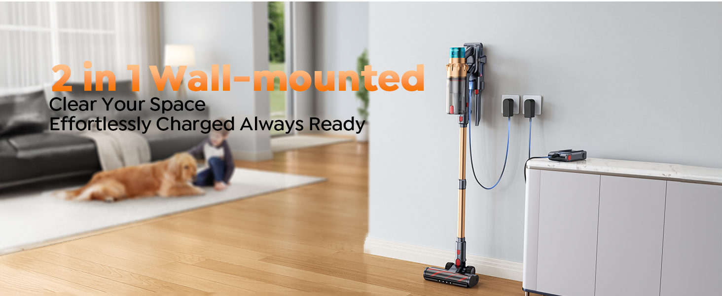 Cordless Vacuum Cleaner, 55KPA 650W 70Mins Stick Vacuum Cleaners for Home with Motorized Bed Brush, Flexible Hose, LED Touchscreen, Auto Mode, Self-Standing & Wall Mount, for Pet Hair Carpet Floor detail 17