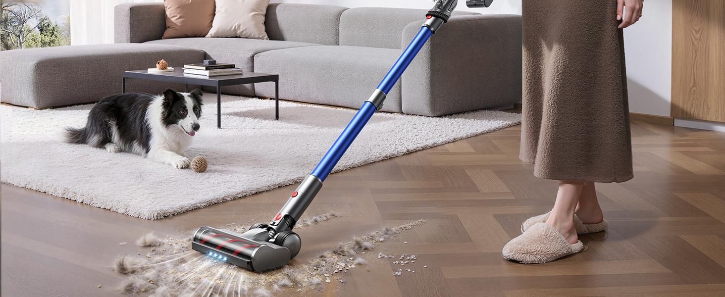 Cordless Vacuum Cleaner with 2 Batteries, 130 Mins/50KPa/600W Stick Vacuum Cleaners for Home with 3.3Ft Hose, Sofa Brush, TouchScreen AUTO-Mode, Wall Mount Charging, Scented, for Floor/Carpet/Pet Hair detail 2