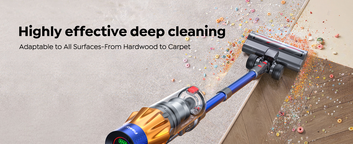 Cordless Vacuum Cleaner with 2 Batteries, 130 Mins/50KPa/600W Stick Vacuum Cleaners for Home with 3.3Ft Hose, Sofa Brush, TouchScreen AUTO-Mode, Wall Mount Charging, Scented, for Floor/Carpet/Pet Hair detail 3
