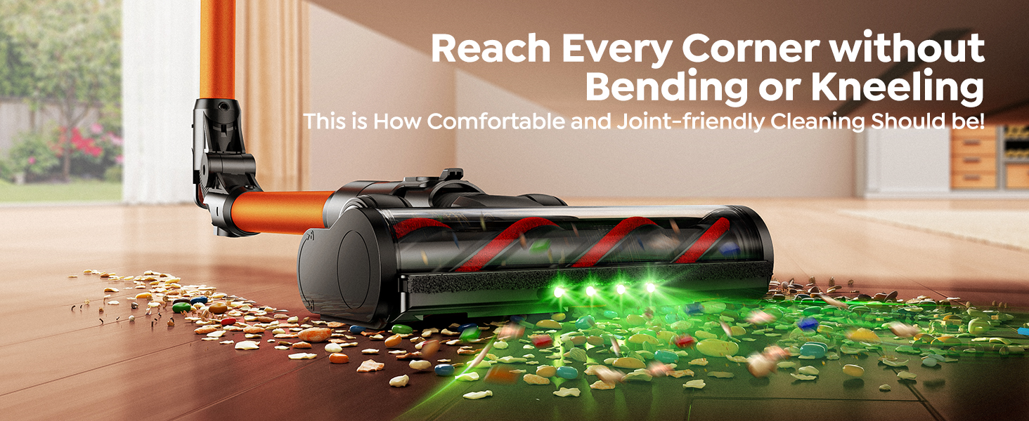 Cordless Vacuum Cleaner, 650W/55Kpa/70Mins Stick Vacuum Cleaners for Home with 180° Foldable Wand &3.3Ft Hose, Touch Screen AUTO-Mode, Wall Mount Charging, Fragrance, Vacuum for Floor/Carpet/Pet Hair detail 5