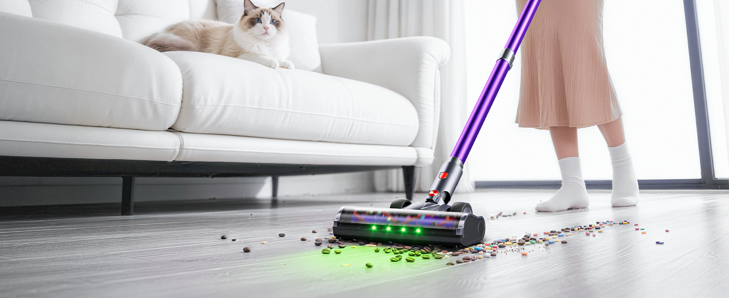 Cordless Vacuum Cleaner,650W 55KPA 80Mins Cordless Stick Vacuum with Smart Display,1.8L Cup,V-Shaped Anti-Tangle Brush,Wall Mount Charging,Self-Standing Vacuum Cleaners for Home,Floor,Carpet,Pet Hair detail 2