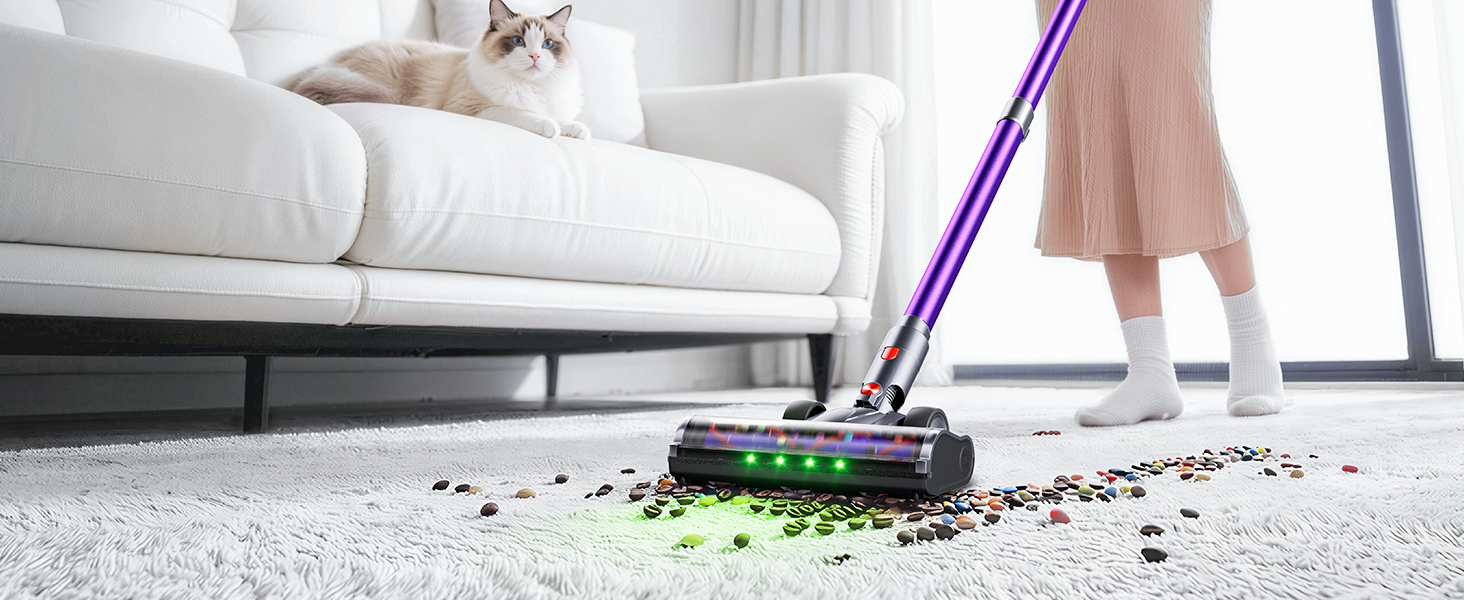 Cordless Vacuum Cleaner,650W 55KPA 80Mins Cordless Stick Vacuum with Smart Display,1.8L Cup,V-Shaped Anti-Tangle Brush,Wall Mount Charging,Self-Standing Vacuum Cleaners for Home,Floor,Carpet,Pet Hair detail 3