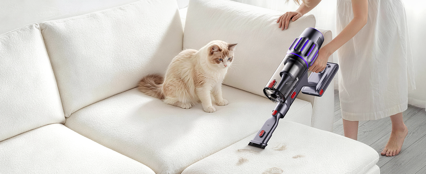 Cordless Vacuum Cleaner,650W 55KPA 80Mins Cordless Stick Vacuum with Smart Display,1.8L Cup,V-Shaped Anti-Tangle Brush,Wall Mount Charging,Self-Standing Vacuum Cleaners for Home,Floor,Carpet,Pet Hair detail 6