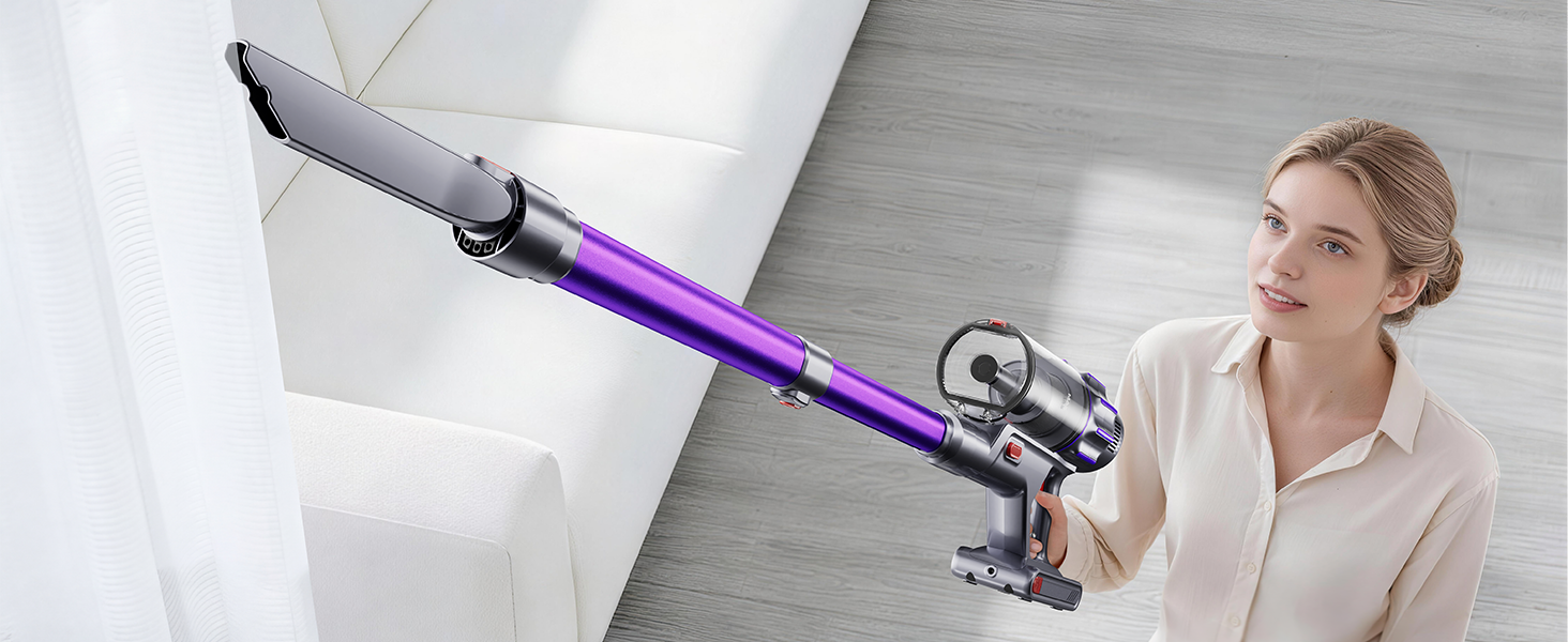Cordless Vacuum Cleaner,650W 55KPA 80Mins Cordless Stick Vacuum with Smart Display,1.8L Cup,V-Shaped Anti-Tangle Brush,Wall Mount Charging,Self-Standing Vacuum Cleaners for Home,Floor,Carpet,Pet Hair detail 7
