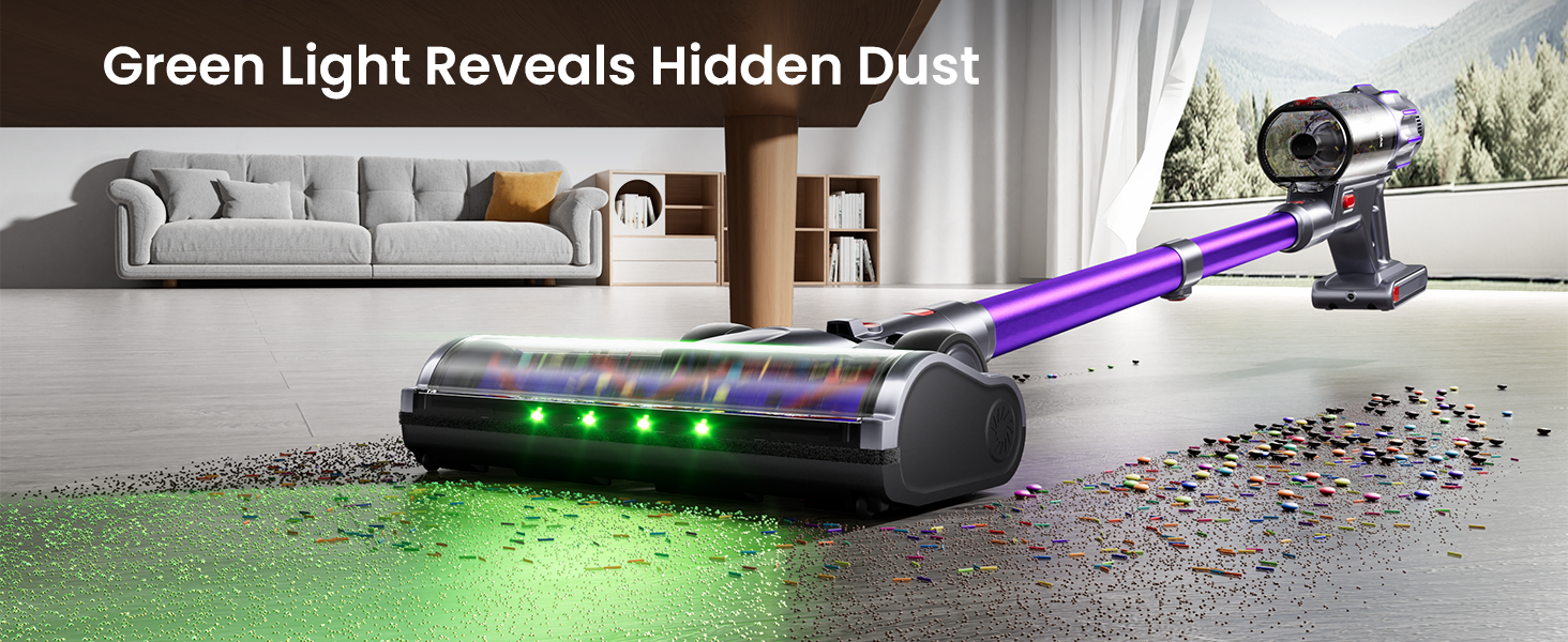 Cordless Vacuum Cleaner,650W 55KPA 80Mins Cordless Stick Vacuum with Smart Display,1.8L Cup,V-Shaped Anti-Tangle Brush,Wall Mount Charging,Self-Standing Vacuum Cleaners for Home,Floor,Carpet,Pet Hair detail 11