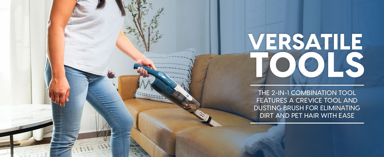 Vacmaster Portable 10.8V 2-in-1 Cordless Stick Lightweight Vacuum Cleaner with 2-Speed Power Control and LED Headlight for Hardwood Floor, Carpet & Pet Hair, Blue detail 6