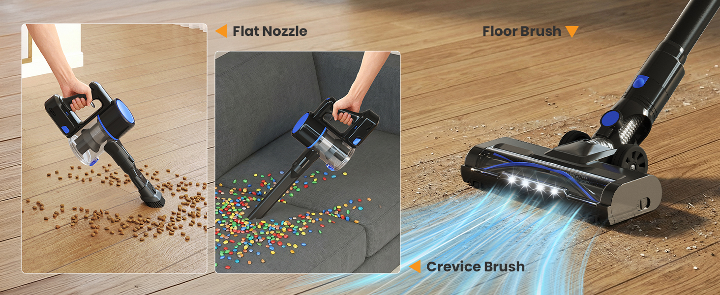 NEWBULIG Cordless Vacuum Cleaner, Removable Stick Vacuum with LED Touch Screen, Self-Standing, 35Mins Runtime, Lightweight Handheld for Pet Hair, Hard Floor, Carpet detail 2