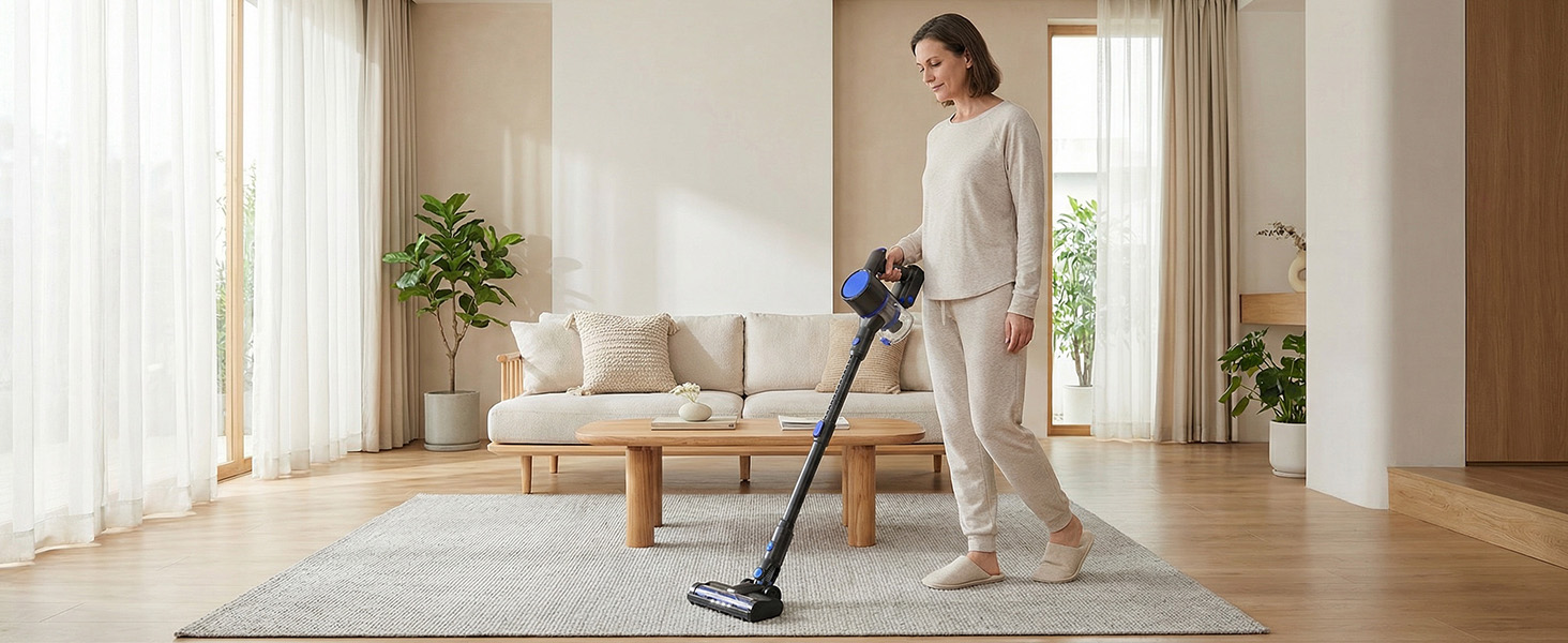NEWBULIG Cordless Vacuum Cleaner, Removable Stick Vacuum with LED Touch Screen, Self-Standing, 35Mins Runtime, Lightweight Handheld for Pet Hair, Hard Floor, Carpet detail 4