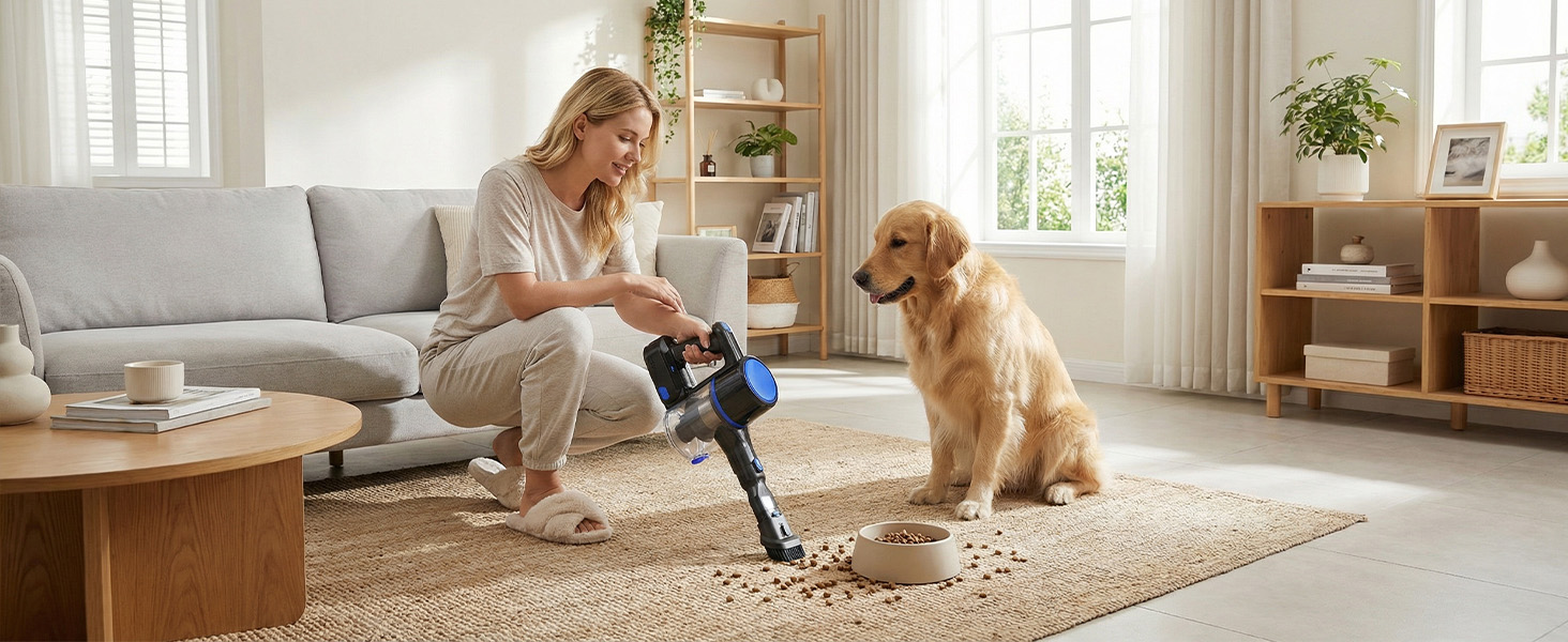 NEWBULIG Cordless Vacuum Cleaner, Removable Stick Vacuum with LED Touch Screen, Self-Standing, 35Mins Runtime, Lightweight Handheld for Pet Hair, Hard Floor, Carpet detail 5