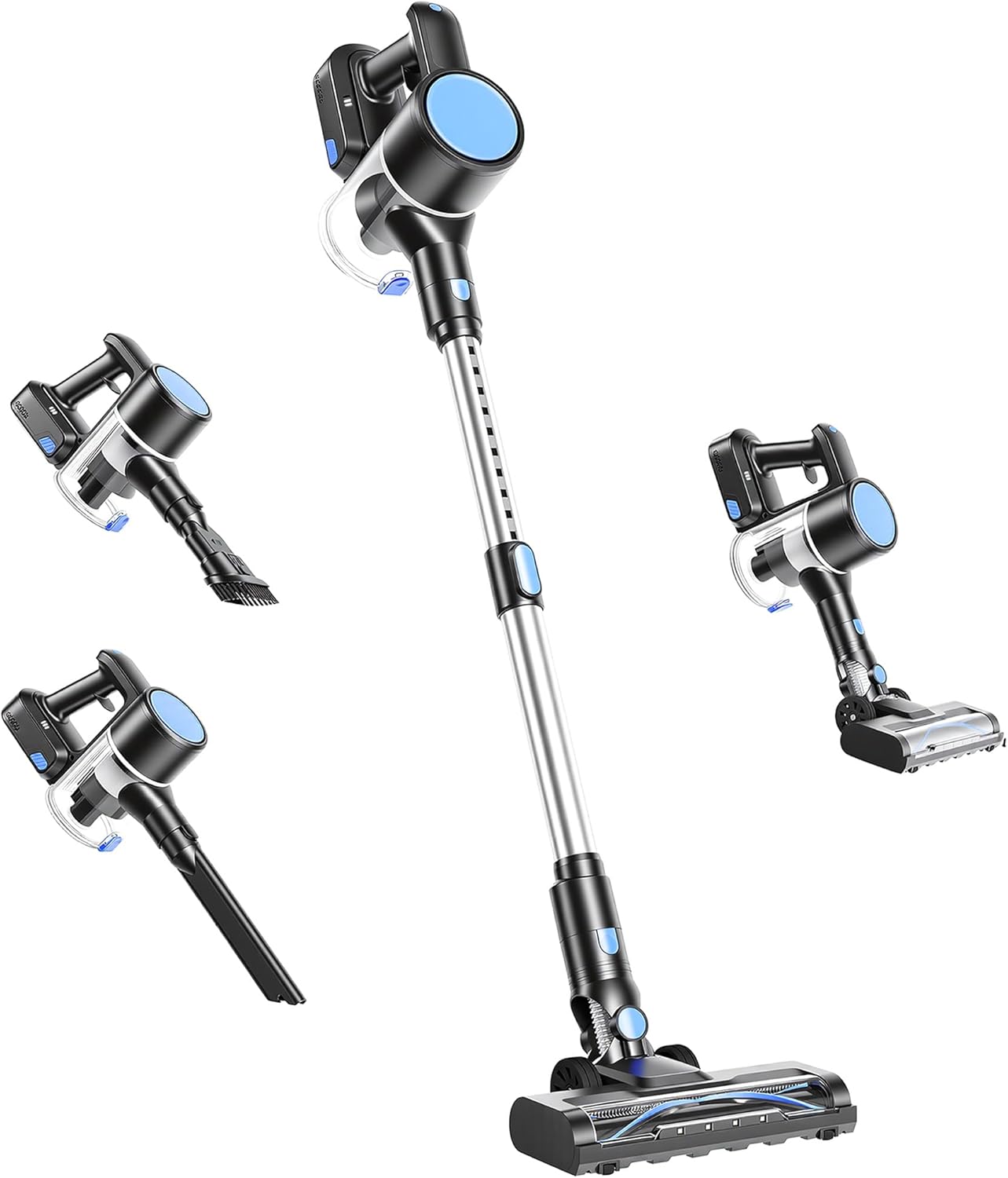 OLIXIS Cordless Vacuum Cleaner with Flexible Steering & Extendable Pole,3 Brush Heads, Lightweight Wireless Rechargeable Upright Vacuum with LED Light & Wall Mount for Hardwood Floors & Carpet detail 9