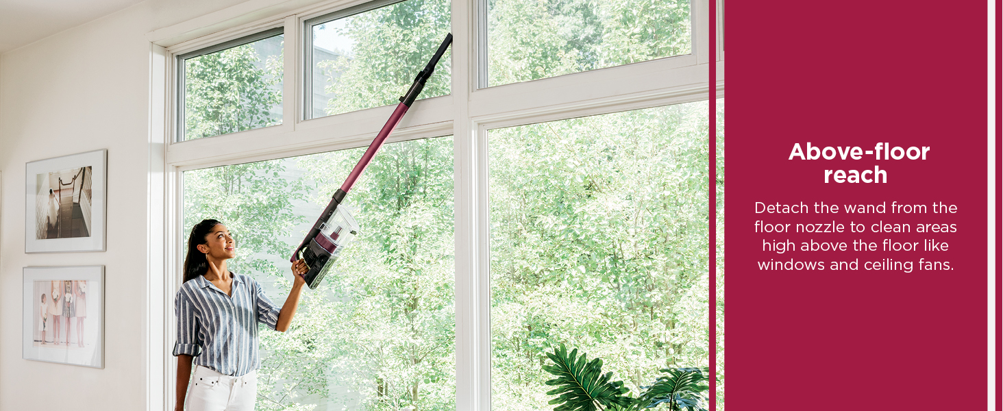 Shark Cordless Vacuum Cleaner, HEPA Filter, Lightweight, Portable, Rechargeable, Pet Hair Pickup, Removable Handheld, Crevice, Upholstery & Dusting Brush Included, 40-min runtime, Red, IZ362H detail 7