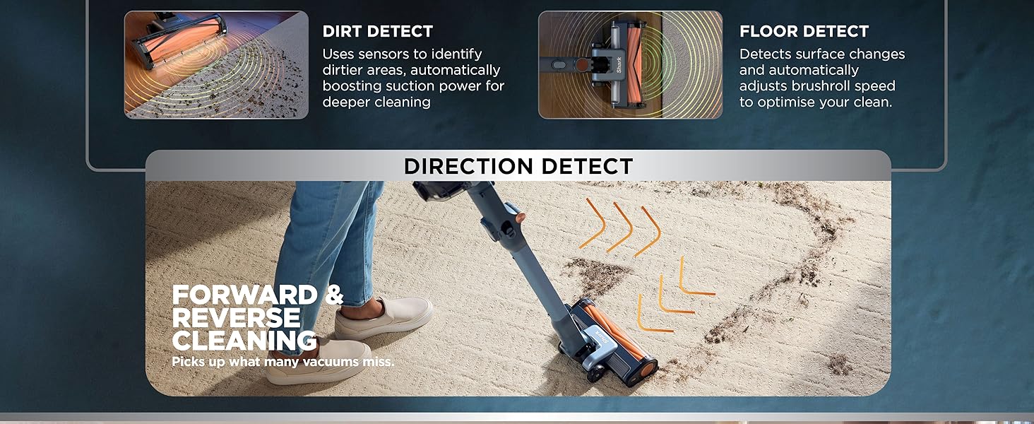 Shark PowerDetect Speed Clean & Empty | Cordless Stick Vacuum Cleaner with Auto-Empty | Lightweight & Rechargeable Handheld Vacuum | Carpet, Hard Floors & Pet Hair | 60-Min Runtime | Ice Blue | IA3241 detail 3