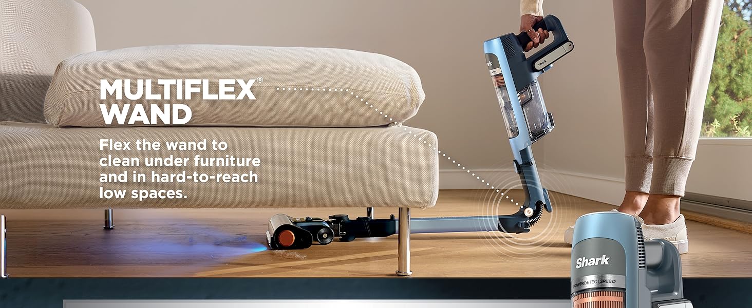 Shark PowerDetect Speed Clean & Empty | Cordless Stick Vacuum Cleaner with Auto-Empty | Lightweight & Rechargeable Handheld Vacuum | Carpet, Hard Floors & Pet Hair | 60-Min Runtime | Ice Blue | IA3241 detail 4