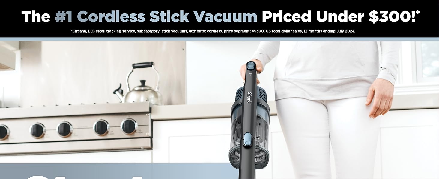 Shark Pet Cordless Stick Vacuum | XL Dust Cup, LED Headlights, Removable Handheld Vac, Crevice Tool | Portable Vacuum for Pet Hair | Carpet & Hard Floors | 40-Min Runtime | Ice Blue | IX141AMZ detail 1