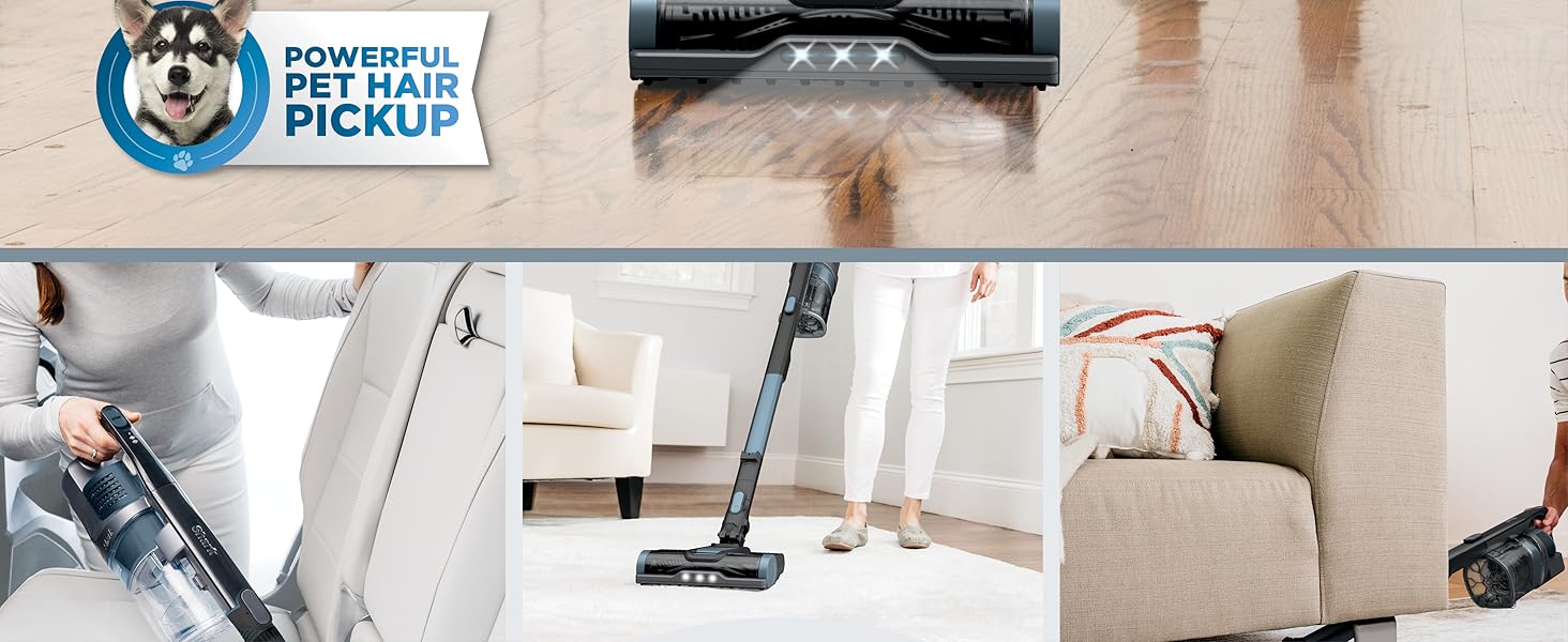 Shark Pet Cordless Stick Vacuum | XL Dust Cup, LED Headlights, Removable Handheld Vac, Crevice Tool | Portable Vacuum for Pet Hair | Carpet & Hard Floors | 40-Min Runtime | Ice Blue | IX141AMZ detail 3