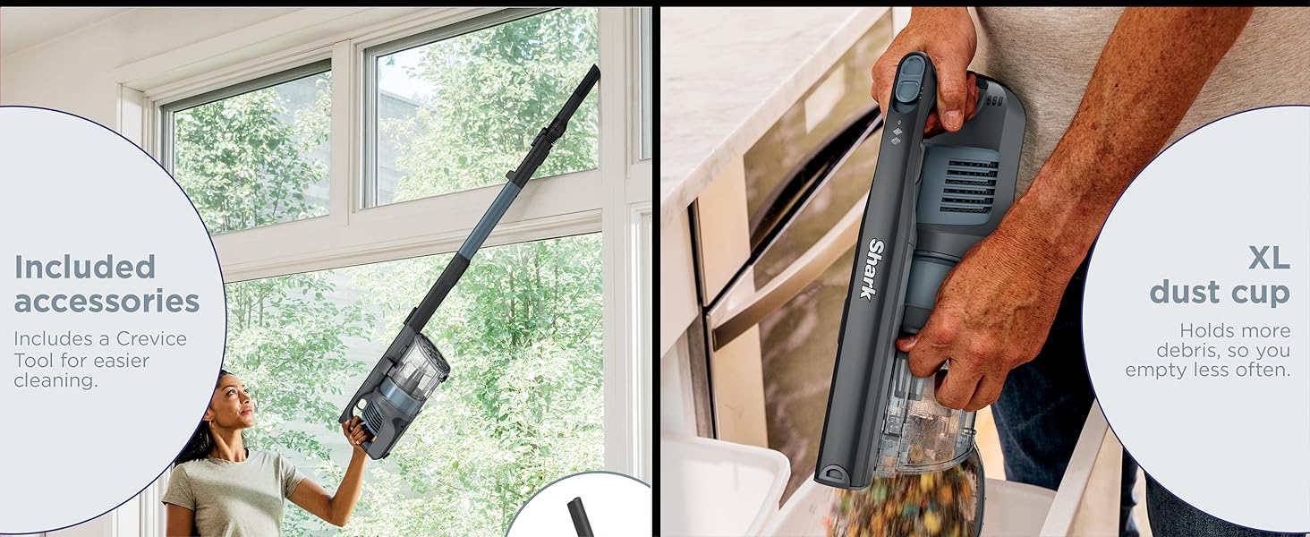 Shark Pet Cordless Stick Vacuum | XL Dust Cup, LED Headlights, Removable Handheld Vac, Crevice Tool | Portable Vacuum for Pet Hair | Carpet & Hard Floors | 40-Min Runtime | Ice Blue | IX141AMZ detail 5