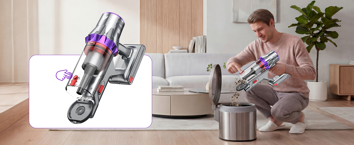 Coovy SU7 Ultra Cordless Vacuum Cleaner, 55KPa/650W 80Mins Runtime Powerful Suction Stick Vaccum for Whole-House Cleaning, Self-Standing Anti-Tangle Vac for Hard Floors Carpet Pet Hair, Ultra Version detail 5