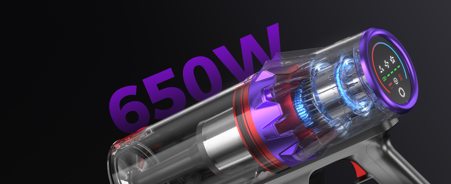 Coovy SU7 Ultra Cordless Vacuum Cleaner, 55KPa/650W 80Mins Runtime Powerful Suction Stick Vaccum for Whole-House Cleaning, Self-Standing Anti-Tangle Vac for Hard Floors Carpet Pet Hair, Ultra Version detail 8