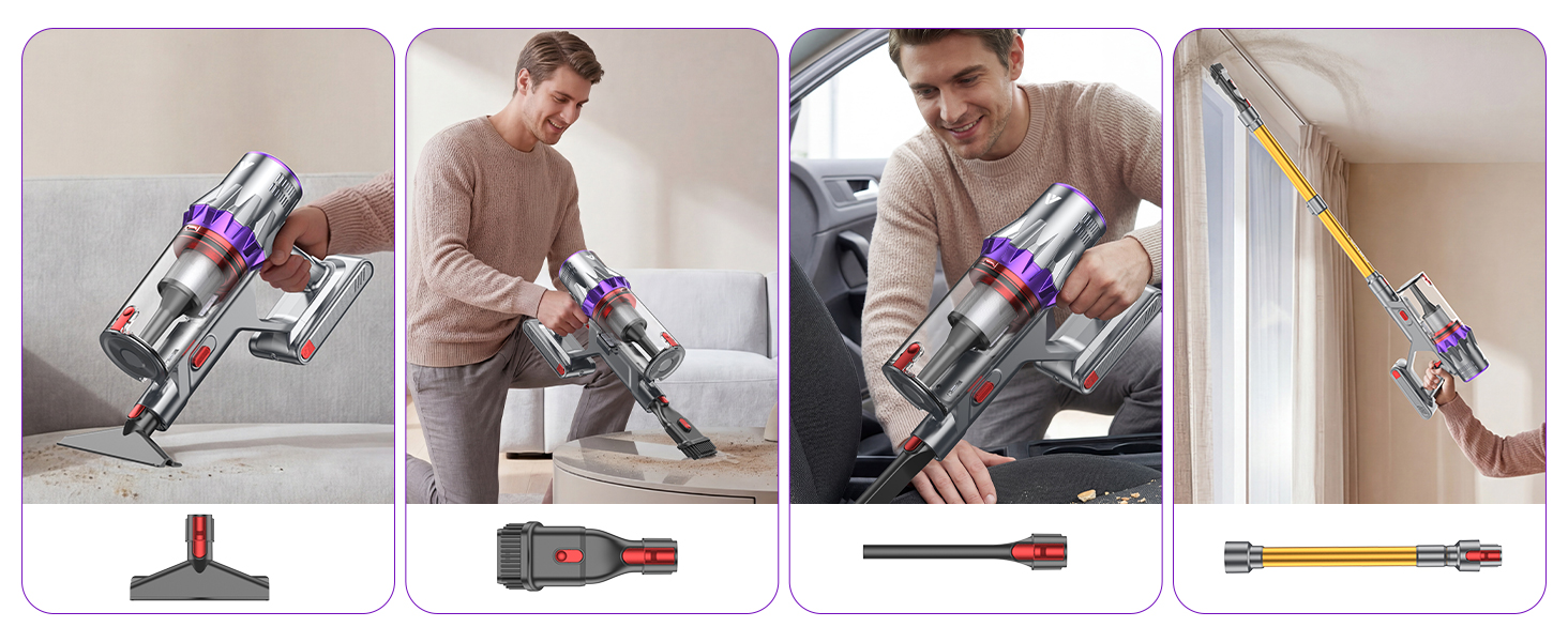 Coovy SU7 Ultra Cordless Vacuum Cleaner, 55KPa/650W 80Mins Runtime Powerful Suction Stick Vaccum for Whole-House Cleaning, Self-Standing Anti-Tangle Vac for Hard Floors Carpet Pet Hair, Ultra Version detail 12
