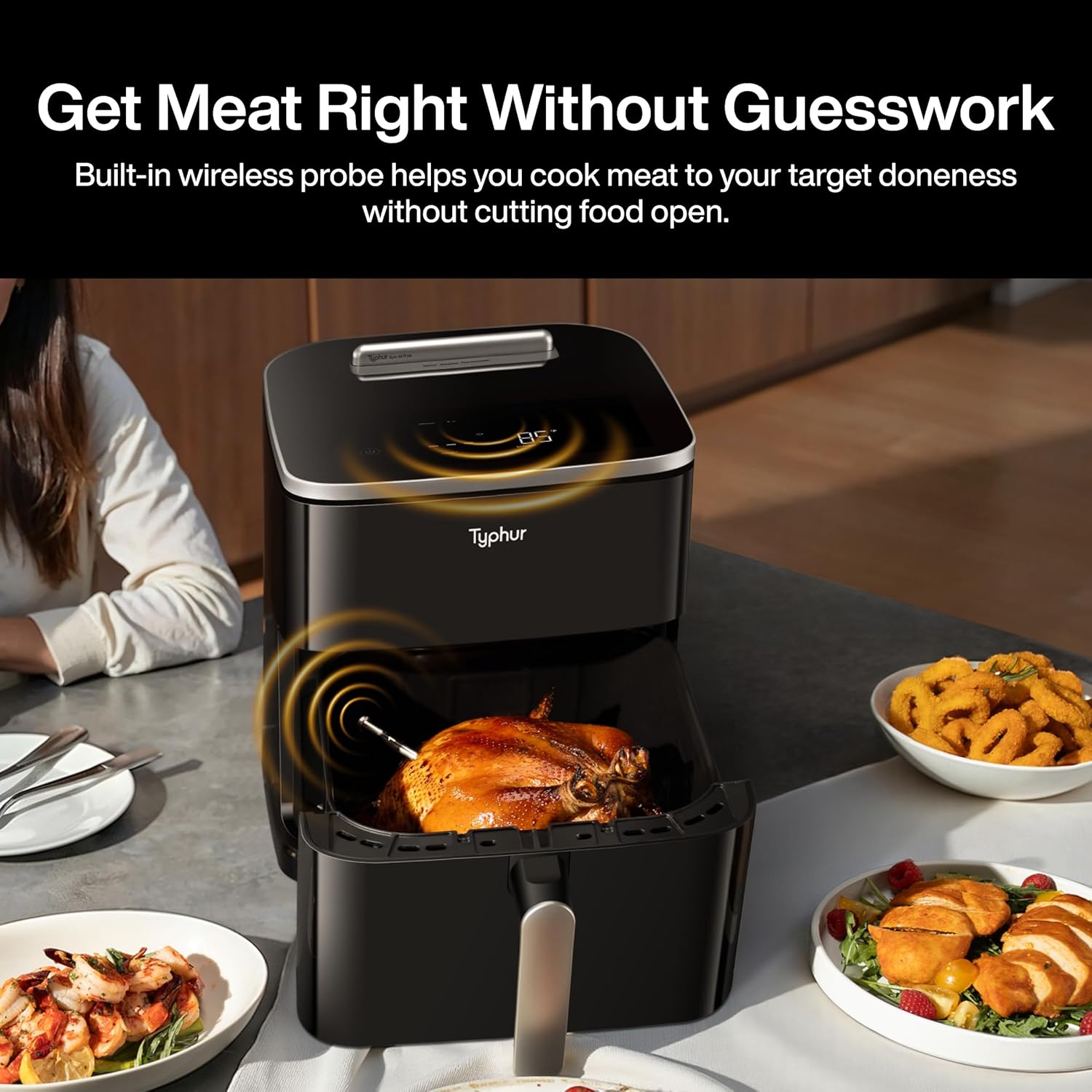 Typhur Sync 8QT AI Smart Air Fryer with Built-in Wireless Meat Thermometer, - View 3
