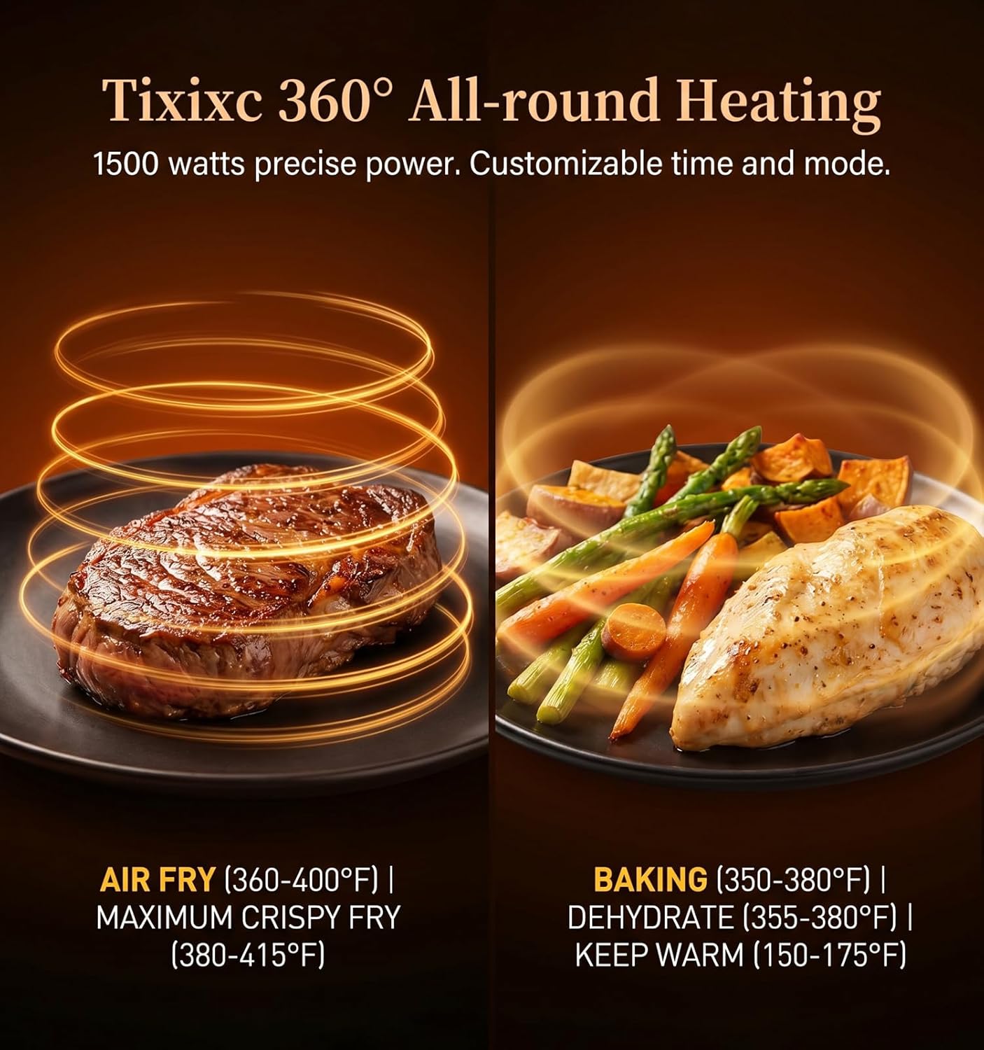 5-in-1 Glass Air Fryer for Healthy Oil-Free Cooking, Portable 1500W Countertop - View 4