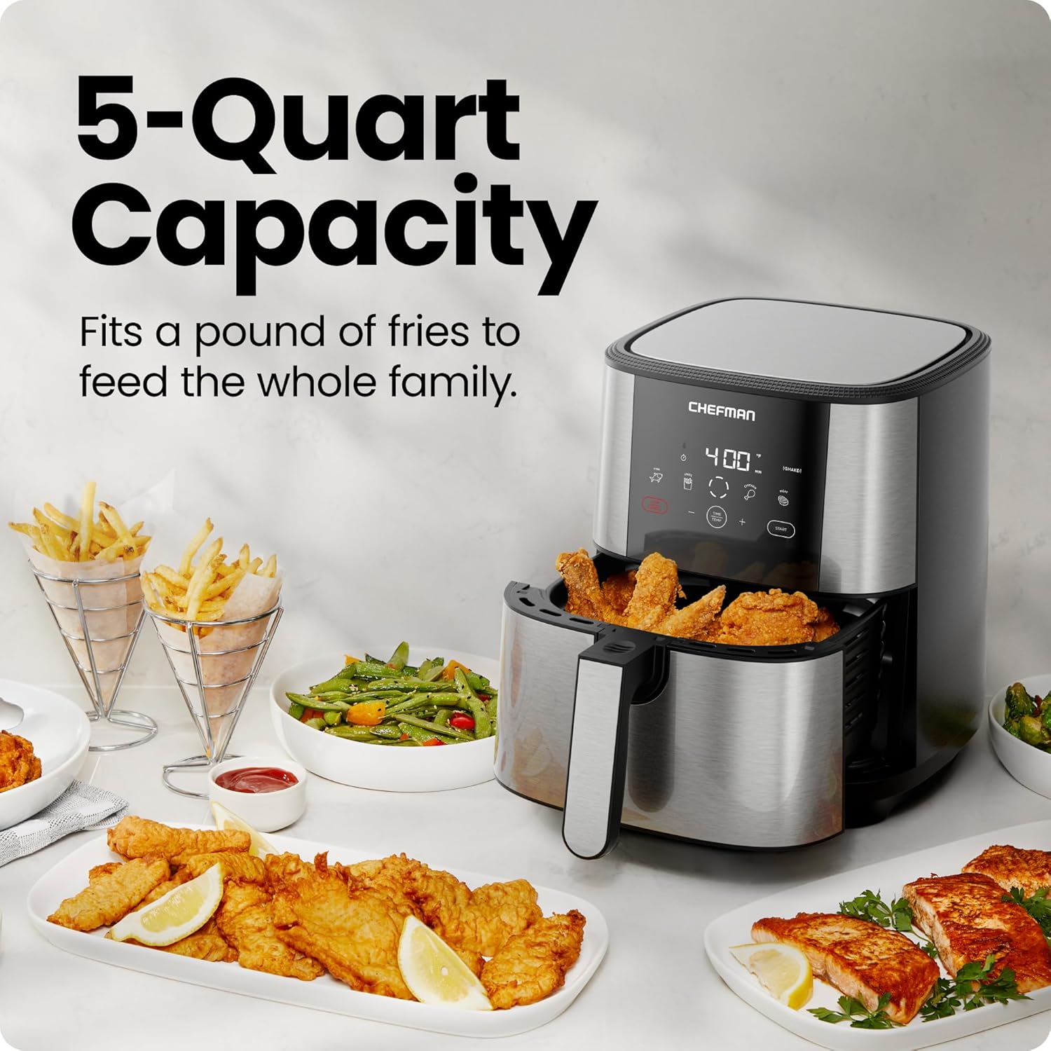 Chefman TurboFry Touch Air Fryer, Large 5-Quart Family Size, One Touch Digital - View 4